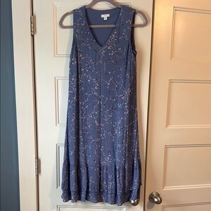 J. Jill Blue Floral Midi Dress